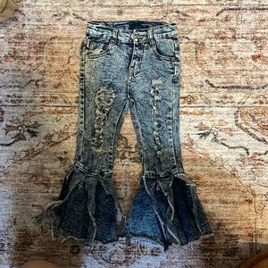 Toddler girls distressed bell bottoms never worn